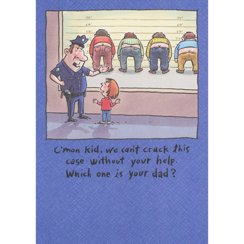 Policeman and Kid: We Can't Crack This Case Without Your Help Humorous / Funny Father's Day Card: C'mom kid, we can't crack this case without your help. Which one is your dad?