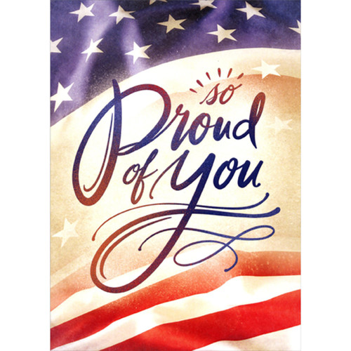 So Proud of You Closeup of Flag's Stars and Stripes Boot Camp Graduation Congratulations Card: So Proud of You