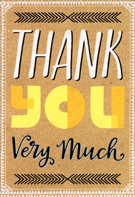 Thank You Very Much: White, Yellow, Orange Letters on Light Brown Package of 8 Graduation Thank You Notes: Thank you very much
