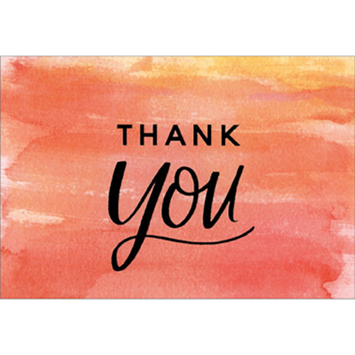 Pink and Yellow Horizontal Watercolor Brush Strokes Package of 8 Graduation Thank You Notes: Thank you