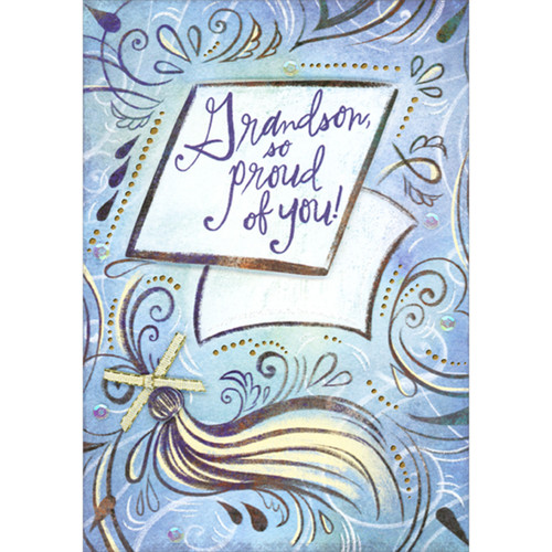 BONHEUR Papier　1223 So Very Proud Nephew 3D Scrolling Blue Banner, Glitter and