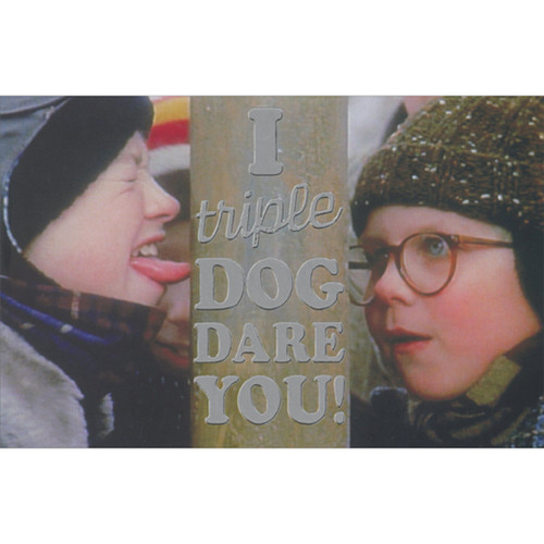 A Christmas Story: I Dog Dare You Tongue Stuck on Pole Funny / Humorous Box of 10 Christmas Cards: I triple Dog Dare You!