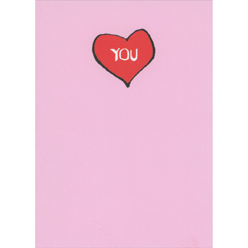 White Lettered 'You' Inside Red Heart on Pink Background Humorous / Funny Sweetest Day Card: You