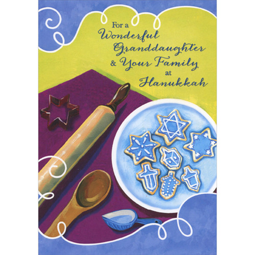 Baking Utensils and Hanukkah Cut Out Cookies with Blue Frosting Hanukkah Card for Granddaughter and Family: For a Wonderful Granddaughter & Your Family at Hanukkah