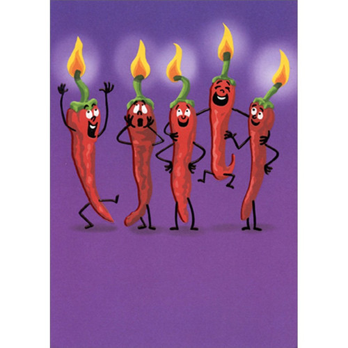 Chili Pepper Candles A-Press Funny / Humorous Birthday Card