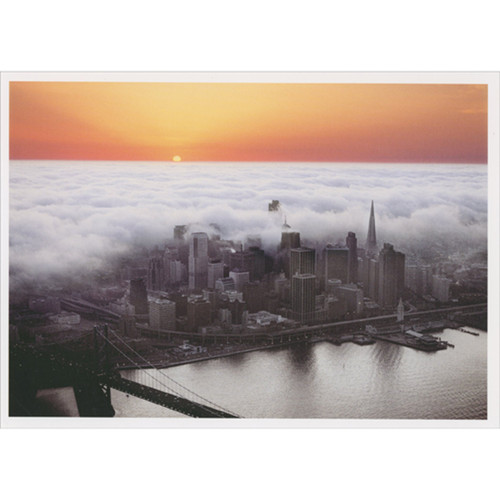 Fog Rolling Across San Francisco City Buildings Christmas Card