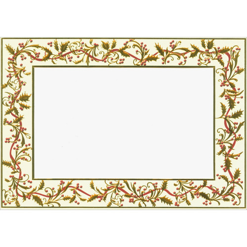Gold Foil Holly and Red Ribbon Border Box of 15 Photo Holder Christmas Cards