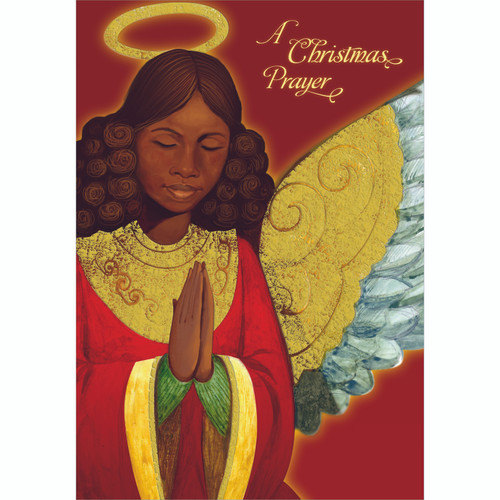 Praying Angel with Gold Foil Wings and Halo: African American Box of 15 Christmas Cards: A Christmas Prayer