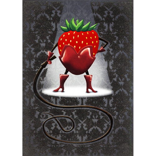 Strawberry Wearing Chocolate Outfit A-Press Funny / Humorous Feminine Birthday Card for Her : Woman : Women