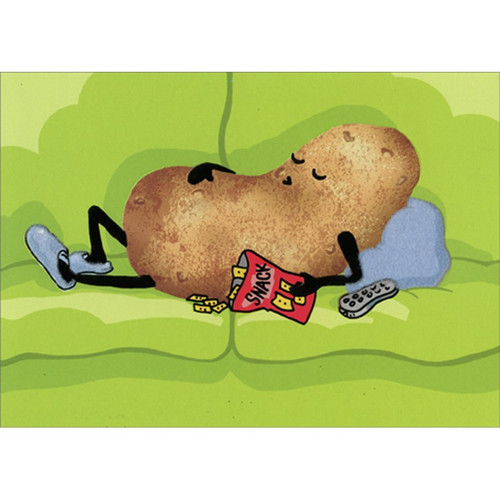 Sleeping Couch Potato A-Press Funny / Humorous Masculine Birthday Card for Him : Man : Men: Snack