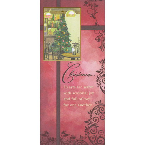 Hearts are Warm with Seasonal Joy: Tree on Dark Red Money Holder / Gift Card Holder Christmas Card: Christmas… Hearts are warm with seasonal joy and full of love for one another.