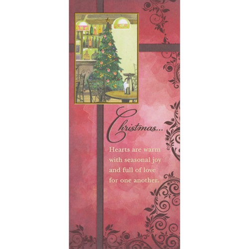 Hearts are Warm with Seasonal Joy: Tree on Dark Red Package of 8 Money Holder / Gift Card Holder Christmas Cards: Christmas… Hearts are warm with seasonal joy and full of love for one another.