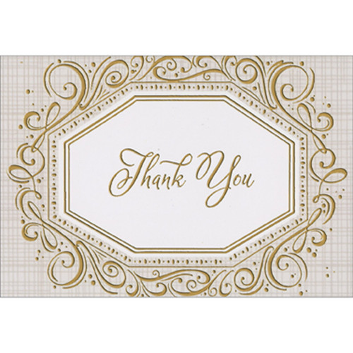 Gold Foil Frame with Swirling Borders Package of 8 Holiday / Christmas Thank You Notes: Thank You