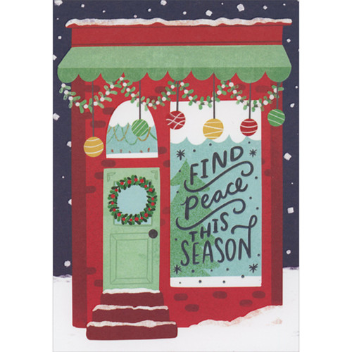 Find Peace This Season: Storefront Window Funny / Humorous 3D Pop Up Christmas Card: Find Peace This Season