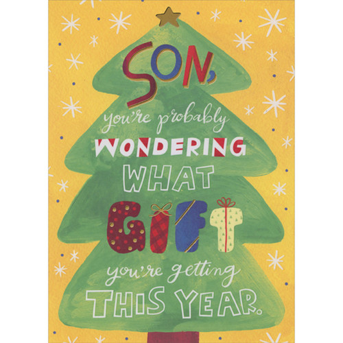 Probably Wondering What Gift You're Getting Funny / Humorous 3D Pop Up Christmas Card for Son: Son, you're probably wondering what gift you're getting this year.