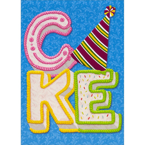 Party Hat : Letter Shaped Cake A-Press Birthday Card: CAKE