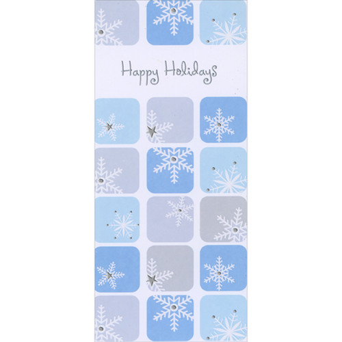 Happy Holidays: Repeated Light Blue, Gray and Dark Blue Squares with Round Corners Money Holder / Gift Card Holder Holiday Card: Happy Holidays