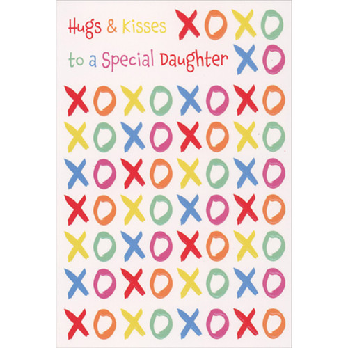 Hugs and Kisses: Rainbow Colors of Repeating XOXO Letters Valentine's Day Card for Daughter: Hugs and Kisses to a Special Daughter - XOXO