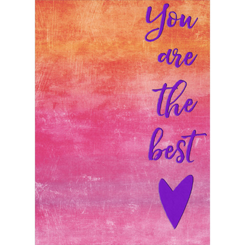 You Are the Best: Purple Foil Heart on Orange and Pink 3 Panel Z Fold Valentine's Day Card for Wife: You are the best