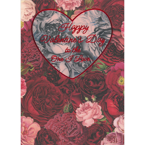 Red and Pink Roses Photo with Red Foil Border Heart Banner Valentine's Day Card for Wife: Happy Valentine's Day to the One I Love…