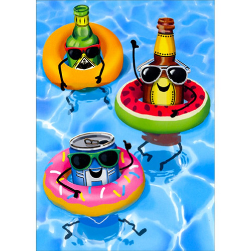 Floating Beverages : Inflatable Tubes A-Press Humorous : Funny Birthday Card