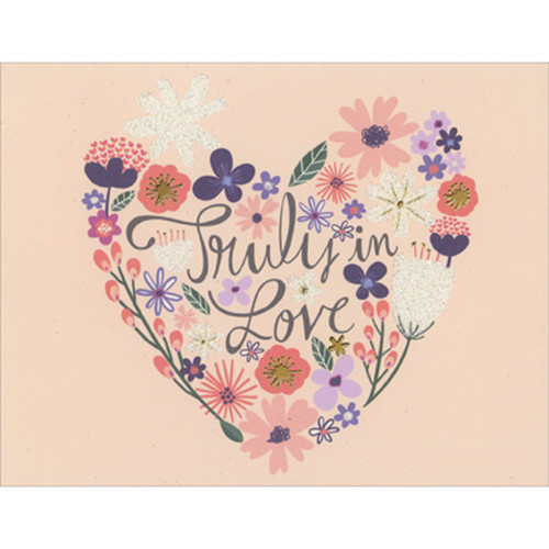 Truly in Love: Flowers and Stems in Heart Shape Valentine's Day Card for Wife: Truly in Love