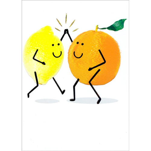 Lemon And Orange High Five Humorous : Funny A-Press Thank You Card