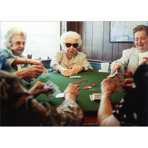 Elderly Women Playing Poker America Collection Funny : Humorous Birthday Card for Her : Woman