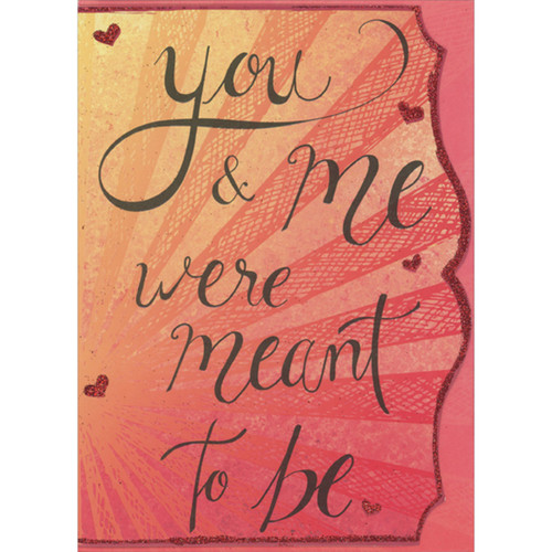 You and Me Were Meant to Be: Starburst with Red Glitter Die Cut Edge Masculine Valentine's Day Card for Husband, Boyfriend: You and me were meant to be