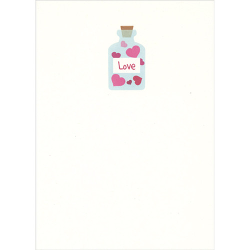 Light Blue Bottle of Love Romantic Valentine's Day Card: Love