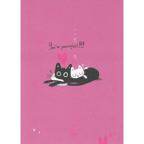 You're Purrrfect: Black and White Cats Snuggling Valentine's Day Card: You're purrrfect!!!