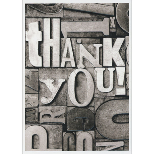 Embossed Thank You Letters Metal Blocks Thank You Card: thank you!