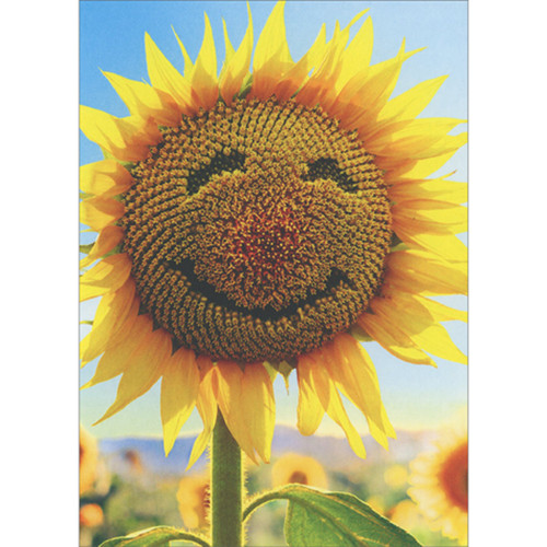 Sunflower with Smiling Face Photo Blank Note Card