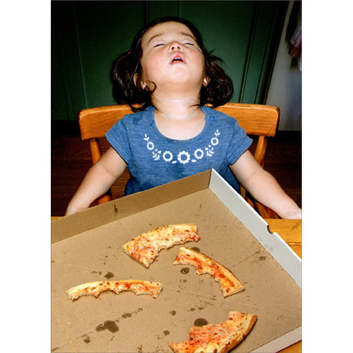 Sleeping Pizza Girl Funny / Humorous Just For Fun Greeting Card