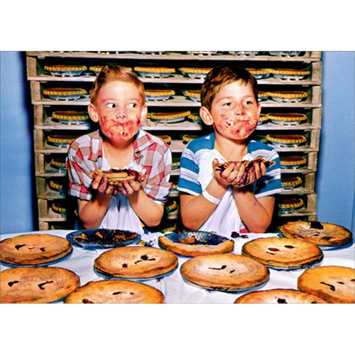 Two Messy Boys Eating Pies Humorous / Funny America Collection Birthday Card