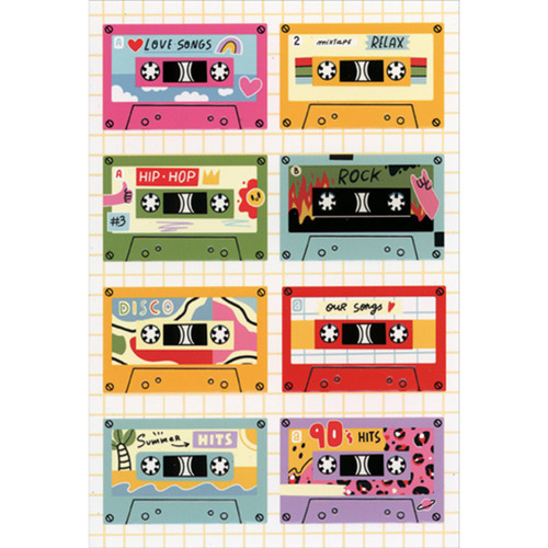 Eight Colorful Mixtapes: Love Songs, Relax, Hip-Hop, Rock Funny Birthday Card