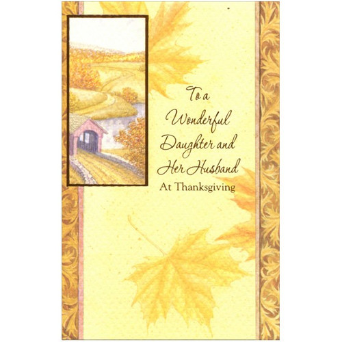 Covered Bridge Thanksgiving Card: To a Wonderful Daughter and Her Husband at Thanksgiving