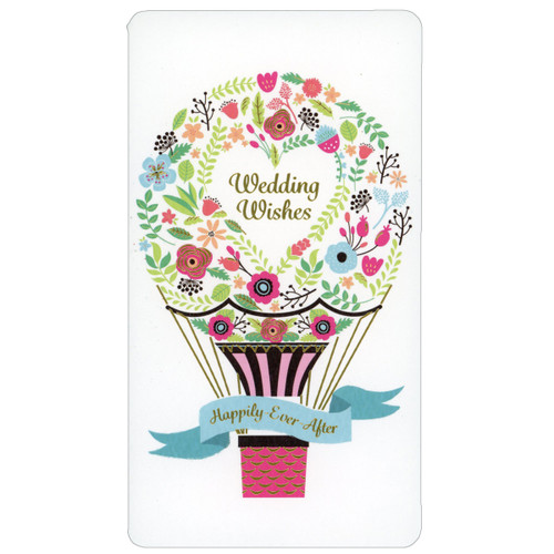 Wedding Wishes: Happily Ever After Floral Hot Air Balloon Money Holder Wedding Congratulations Card: Wedding Wishes - Happily-Ever-After