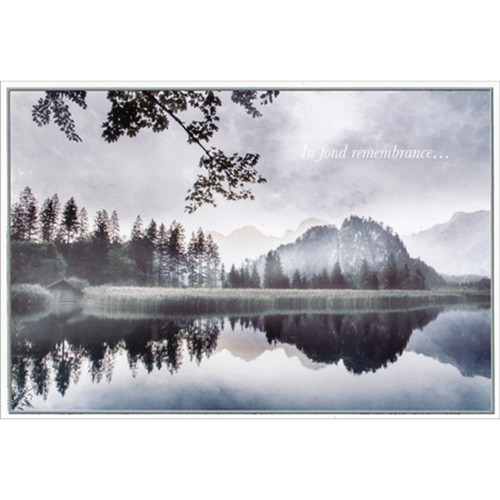 Evening Mountain Landscape Reflection on Pond Sympathy Card for Grandfather: In fond remembrance…