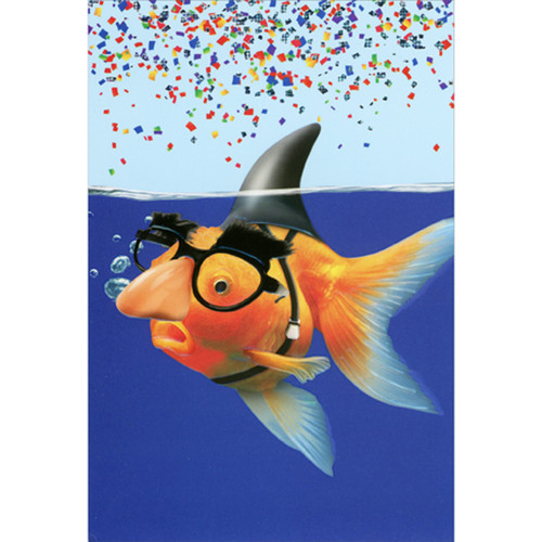 Goldfish Wearing Fake Nose, Glasses and Shark Fin Funny / Humorous Birthday Card