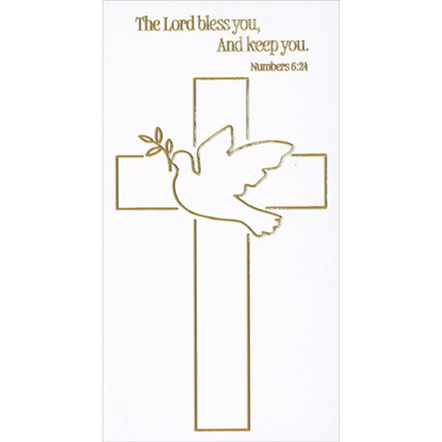 The Lord Bless You and Keep You: Dove and Cross Outline Money Holder / Gift Card Holder 1st / First Communion Congratulations Card: The Lord bless you, And keep you. -Numbers 6:24