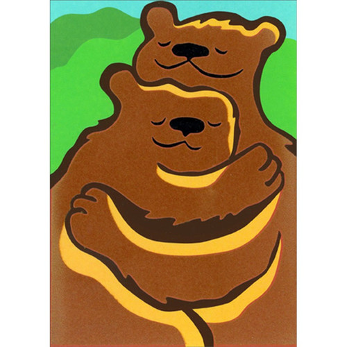 Hugging Bear Couple A-Press Wedding Anniversary Card