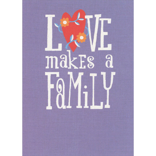 Love Makes a Family: White Letters on Purple Easter Card: Love makes a family