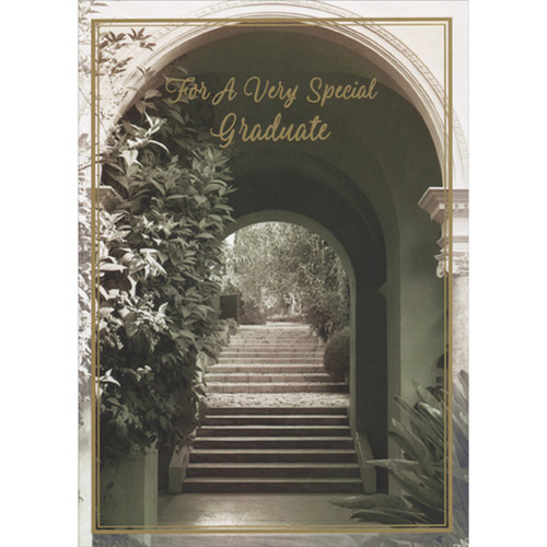 Greenery Lined Archway and Staircase Graduation Congratulations Card for Someone Special: For A Very Special GRADUATE