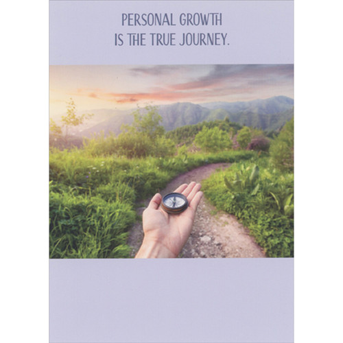 Compass in Hand: Personal Growth is the True Journey Inspirational Graduation Congratulations Card: Personal growth is the true journey.