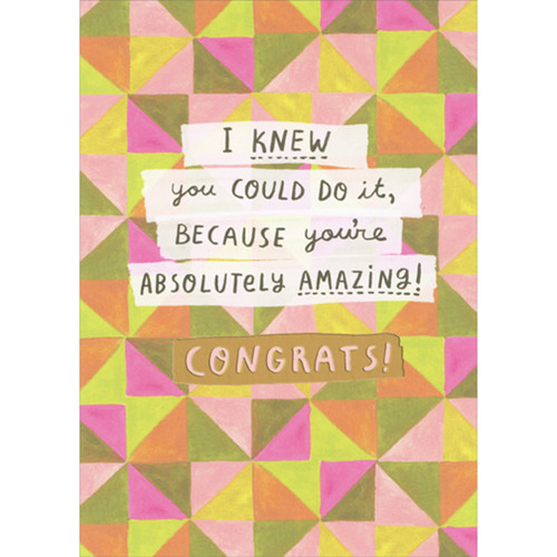 Knew You Could Do It: You're Absolutely Amazing Graduation Congratulations Card: I knew you could do it, because you're absolutely amazing! Congrats!