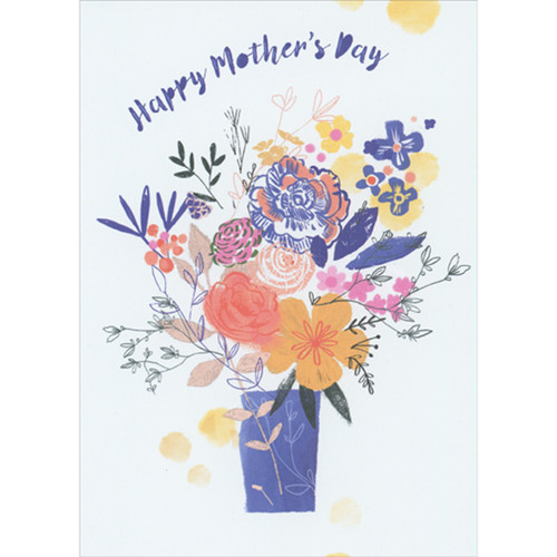 Blue, Yellow and Orange Wildflower Bouquet in Blue Vase Mother's Day Card for Daughter-in-Law: Happy Mother's Day