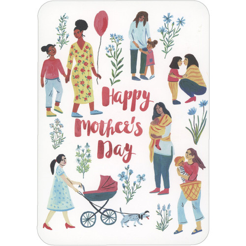 Mother's of the World: Women with Children Rounded Corners Mother's Day Card: Happy Mother's Day