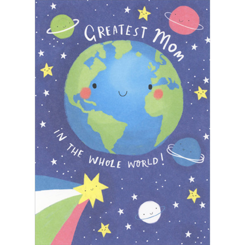 Greatest Mom in the Whole World: Cute Planets and Stars in the Sky Juvenile Mother's Day Card from Kids: Greatest Mom in the Whole World!