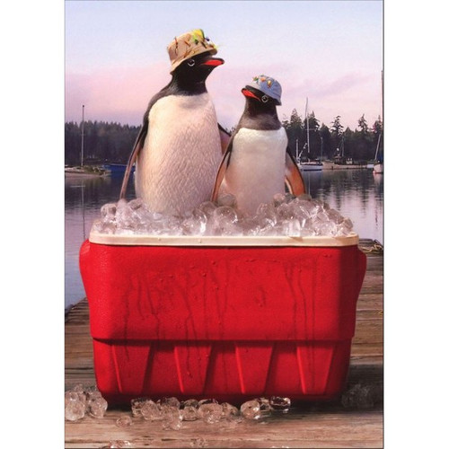 Penguins in Cooler Father's Day Card